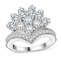 J Francis Embellished with Zirconia by Swarovski Crown Ring in Rhodium Over Sterling Silver (Size 10.0) 4.25 ctw - Sticky add to cart bar
