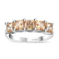 J Francis Embellished with Zirconia by Swarovski 3.35 ctw 5 Stone Ring in Rhodium Over Sterling Silver (Size 10.0)