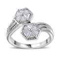 J Francis Embellished with Zirconia by Swarovski Ring in Rhodium Over Sterling Silver (Size 10.0) 1.00 ctw - Sticky add to cart bar
