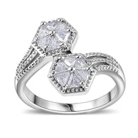 J Francis Embellished with Zirconia by Swarovski Ring in Rhodium Over Sterling Silver (Size 10.0) 1.00 ctw