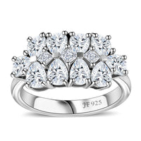 J Francis Embellished with Zirconia by Swarovski Art Deco Ring in Rhodium Over Sterling Silver (Size 10.0) 3.80 ctw