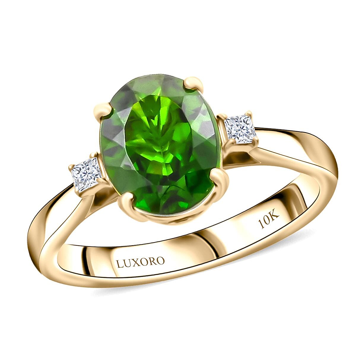 Certified & Appraised Luxoro 10K Yellow Gold AAA Chrome Diopside and Diamond (G-H, I2) (0.15 cts) Ring (Size 10.0) (Del. in 7-10 Days) 2.75 ctw