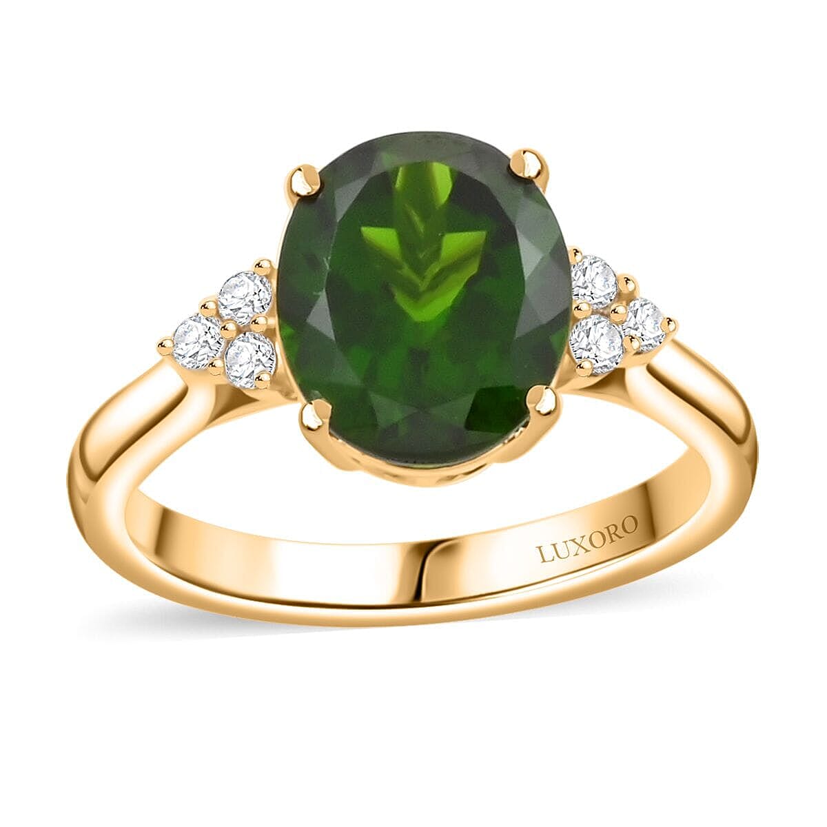 Certified & Appraised Luxoro 10K Yellow Gold AAA Chrome Diopside, Diamond (G-H, I2) (0.17 cts) Ring (Size 10.0) (Del. in 7-10 Days) 3.75 ctw