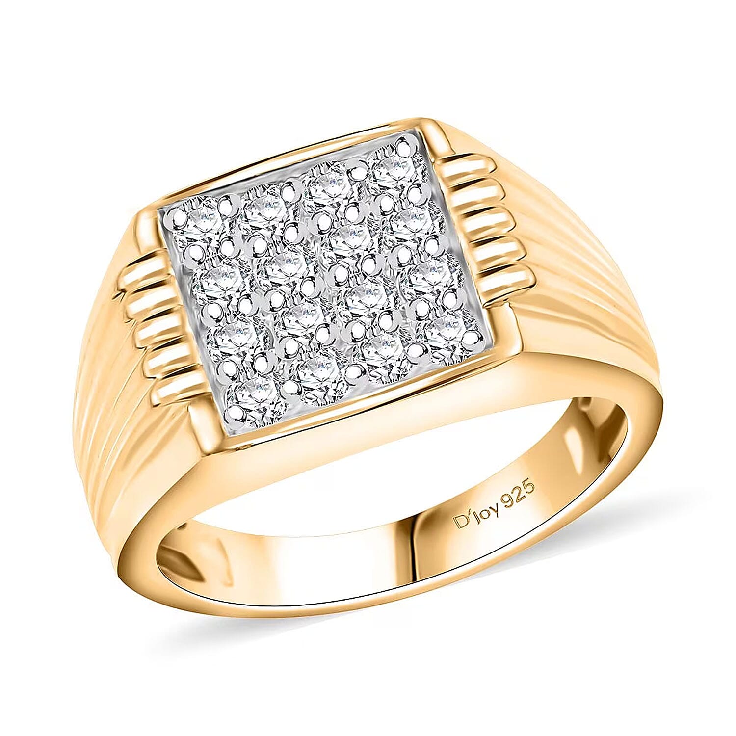 Luxuriant Lab Grown Diamond Crest Men's Ring in Sterling Silver