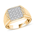 Luxuriant Lab Grown Diamond Crest Men's Ring in Sterling Silver - Sticky add to cart bar
