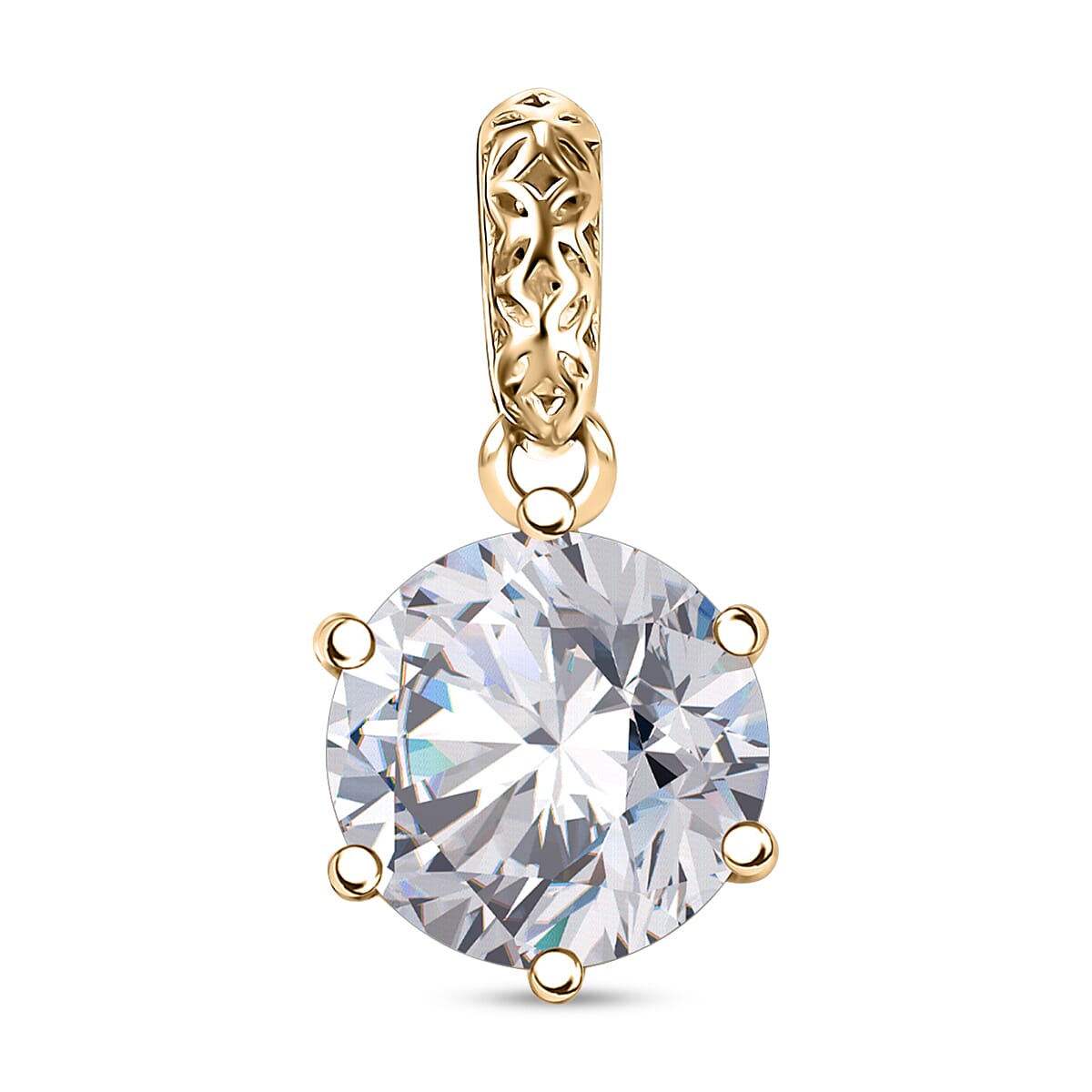 Mirage Collection J Francis Embellished with Zirconia by Swarovski 3.35 ctw Solitaire Pendant without Chain in 10K Yellow Gold