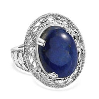 Lapis Lazuli Ring in Rhodium Over Sterling Silver (Size 8.0) 16.00 ctw