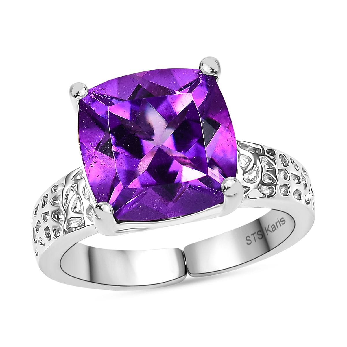 Karis Montezuma Prasiolite 4.30 ctw Solitaire Ring in Platinum Bond (Size 8.0)