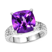 Karis Montezuma Prasiolite 4.30 ctw Solitaire Ring in Platinum Bond (Size 8.0)