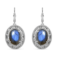 Labradorite 32.00 ctw Earrings in Rhodium Over Sterling Silver