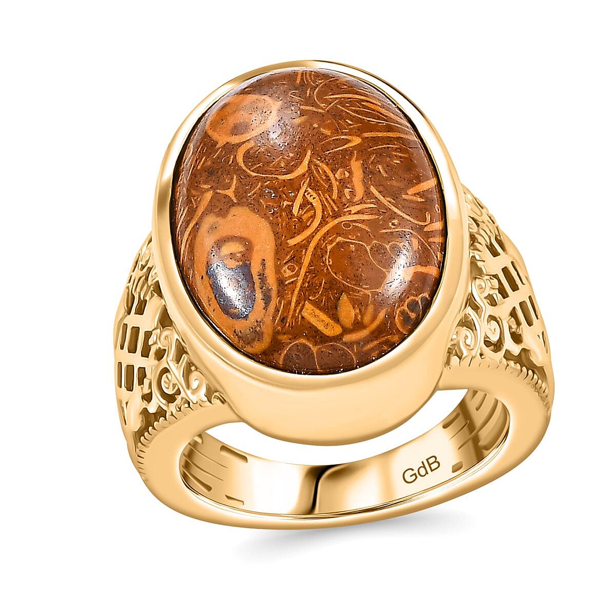 Script Stone 16.00 ctw Ring in 18K YG Plated (Size 5.5)