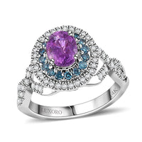 Doorbuster Luxoro 14K White Gold AAA Pink Sapphire, Natural Pink and White Diamond (I2) Ring (Size 7.0) 1.77 ctw