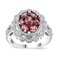 Premium Tanzanian Blush Garnet, Moissanite Flower Ring in Rhodium Over Sterling Silver (Size 10.0) 2.60 ctw - Sticky add to cart bar