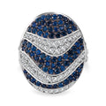 Madagascar Blue Sapphire, White Zircon Ocean Waves Ring in Rhodium Over Sterling Silver (Size 10.0) 3.15 ctw - Sticky add to cart bar