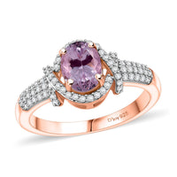 Premium Martha Rocha Kunzite, Moissanite Ring in 18K Vermeil RG Over Sterling Silver (Size 9.0) 2.10 ctw