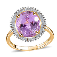 Premium Martha Rocha Kunzite, Diamond (0.31 cts) Ring in 18K Vermeil YG Over Sterling Silver (Size 7.0) 4.65 ctw