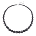 Shungite 250.00 ctw Beaded Necklace in Rhodium Over Sterling Silver 18-20 Inches - Sticky add to cart bar