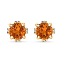 D'Joy Premium Fanta Garnet and White Zircon 1.00 ctw Universe Star Earrings in 18K Vermeil Yellow Gold Over Sterling Silver