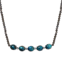 D'Joy Table Mountain Shadowkite and Malagasy Labradorite 37.50 ctw 18 Inches Necklace in Platinum Over Sterling Silver