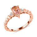 Certified & Appraised LUXORO 10K Rose Gold AAA Natural Blush Tourmaline and Diamond Ring 2.27 Grams 1.00 ctw - Sticky add to cart bar