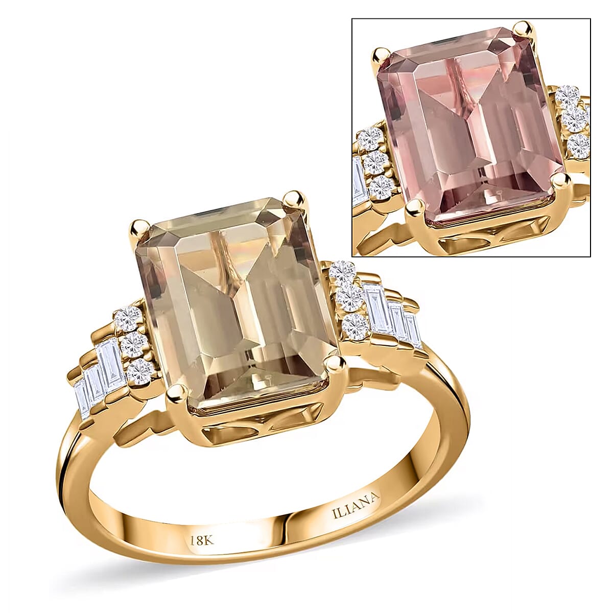 Certified & Appraised ILIANA 18K Yellow Gold AAA Turkizite and G-H SI Diamond Ring (Size 6.0) 4.10 Grams 4.30 ctw
