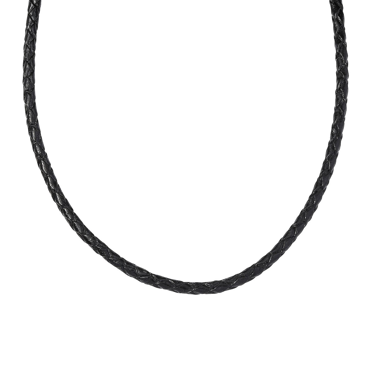 Brown Leather Cord Necklace in Black Oxidized Sterling Sliver (18 Inches)