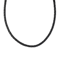 Brown Leather Cord Necklace in Black Oxidized Sterling Sliver (18 Inches)