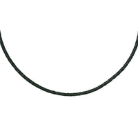 D'Joy Green Leather Cord Necklace in Black Oxidized Sterling Sliver 18 Inches