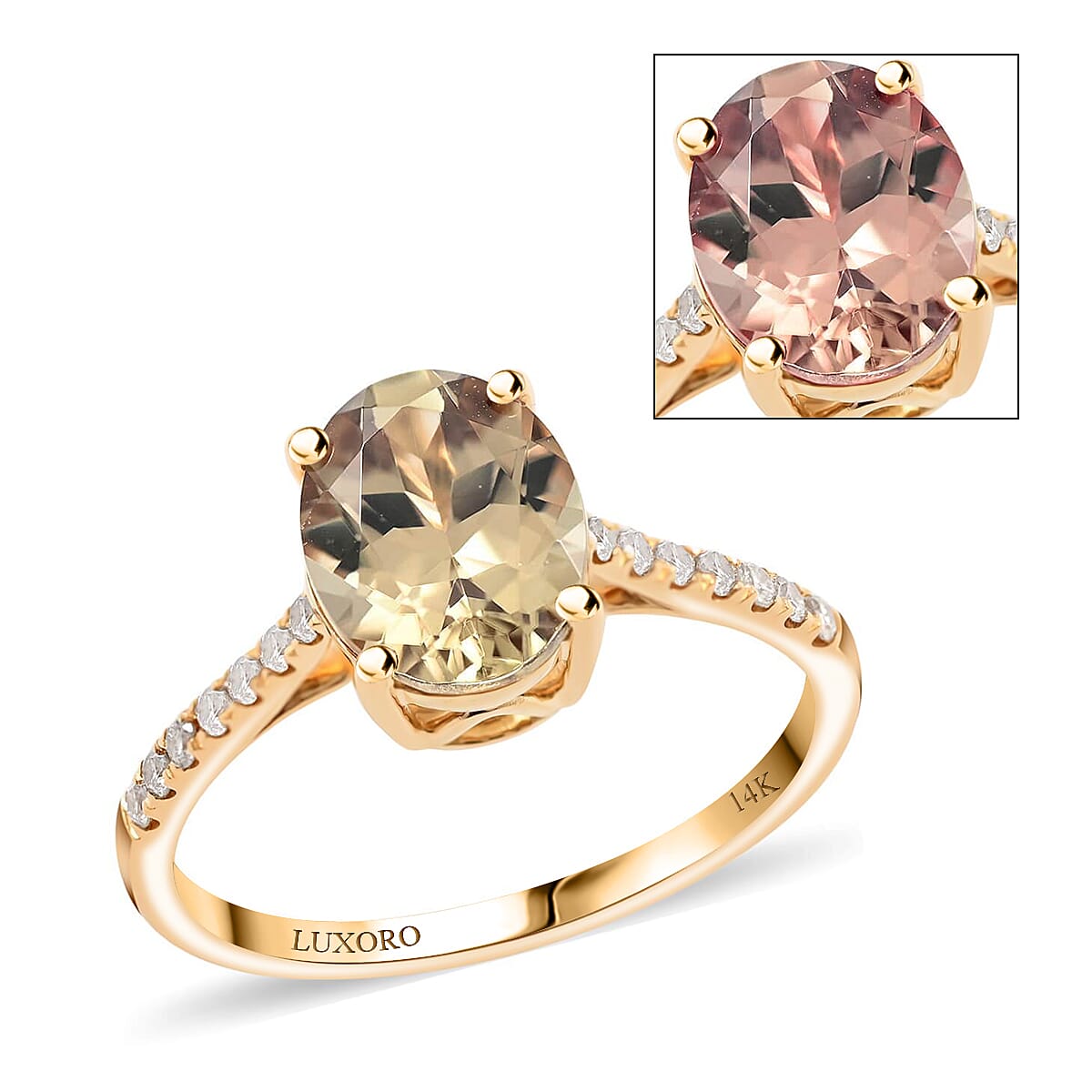 Certified & Appraised LUXORO 14K Yellow Gold AAA Turkizite and G-H I1 Diamond Ring 2.15 ctw
