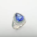 Certified & Appraised Rhapsody 950 Platinum AAAA Tanzanite, Paraiba Tourmaline, Diamond (E-F, VS) (0.55 cts) Ring (Size 10.0) (11.50 g) 6.55 ctw - Sticky add to cart bar