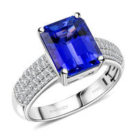 Certified & Appraised Rhapsody 950 Platinum AAAA Tanzanite, Diamond (E-F, VS) (0.46 cts) Ring (Size 8.0) (7.70 g) 4.70 ctw