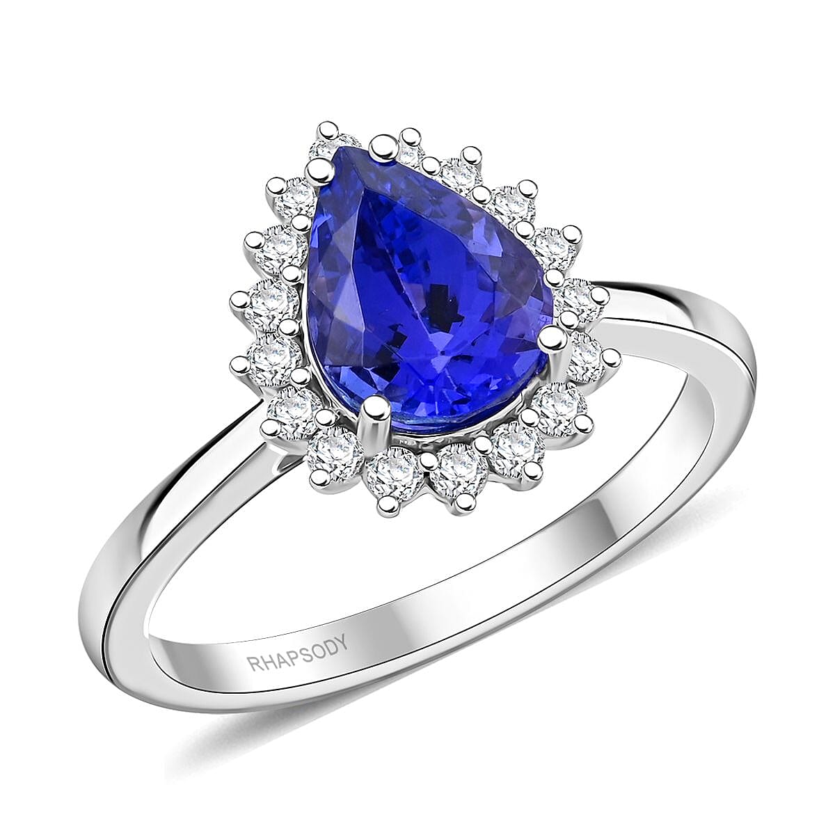 Certified & Appraised Rhapsody AAAA Tanzanite and Diamond E-F VS Ring in 950 Platinum 6.50 Grams 2.15 ctw