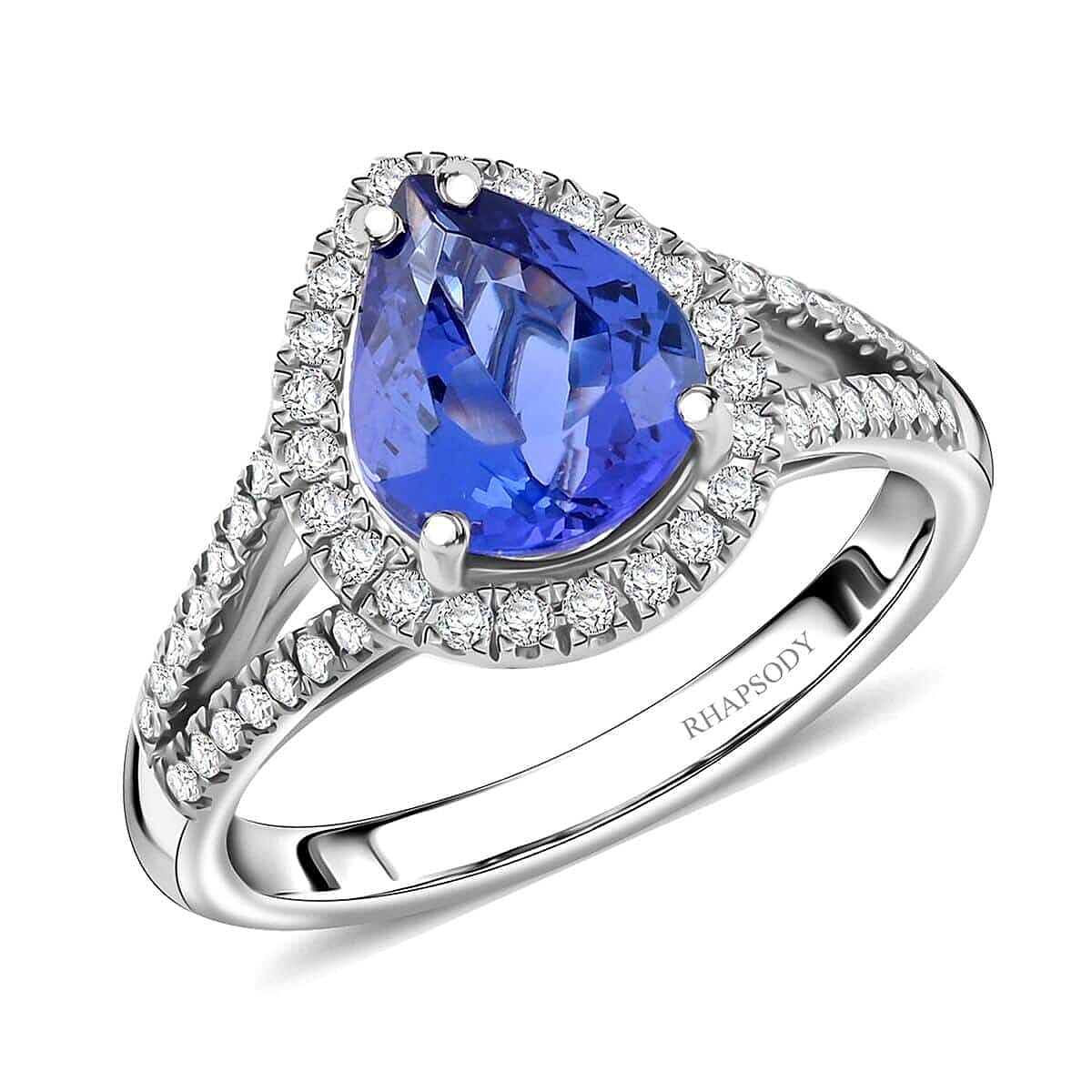 Certified & Appraised Rhapsody 950 Platinum AAAA Tanzanite, Diamond (E-F, VS) (0.47 cts) Ring (Size 10.0) (7.84 g) 3.10 ctw