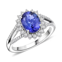 Certified & Appraised Rhapsody AAAA Tanzanite and E-F VS Diamond 2.70 ctw Ring in 950 Platinum 6.60 Grams