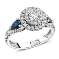 Modani Diamond and AAAA Blue Sapphire 1.50 ctw Ring in 950 Platinum (Del. in 10-12 Days) 6.20 Grams