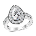 Lustro Stella Made with Finest CZ Halo Ring in Rhodium Over Sterling Silver (Size 9.0) 3.70 ctw - Sticky add to cart bar