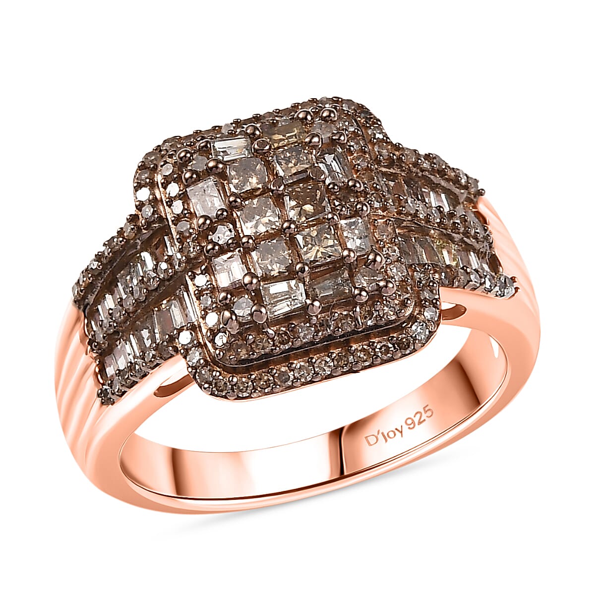 Natural Champagne Diamond 1.00 ctw Ring in 18K Vermeil Rose Gold Over Sterling Silver