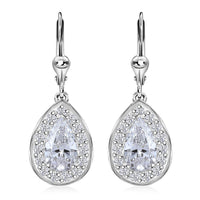 J Francis Embellished with Zirconia by Swarovski 6.60 ctw Teardrop Earrings in Rhodium Over Sterling Silver