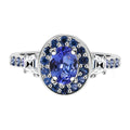 TLV Tanzanite, Multi Gemstone Halo Ring in Rhodium Over Sterling Silver (Size 7.0) 1.55 ctw - Sticky add to cart bar