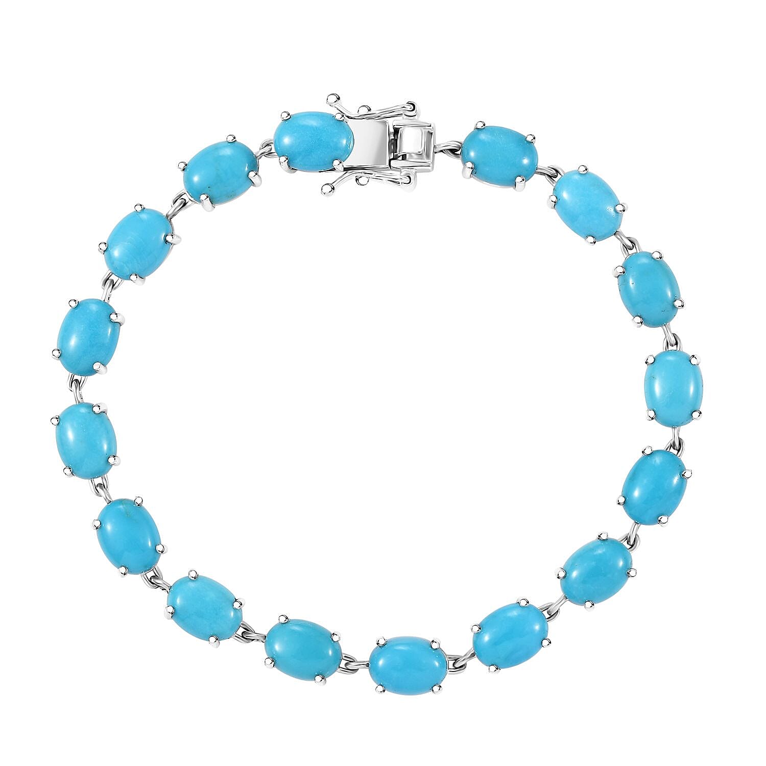 Doorbuster Premium Sleeping Beauty Turquoise 16.35 ctw Bracelet in Rhodium Over Sterling Silver (7.25 In)