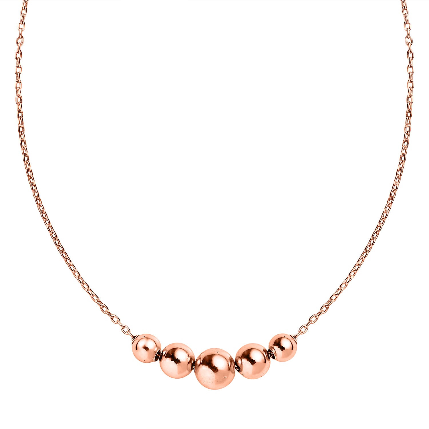 Beaded Necklace in 14K Rose Gold Over Sterling Silver 2.68 Grams 20 Inches