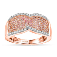 Natural Pink and White Diamond Ring in 18K Vermeil RG Over Sterling Silver (Size 6.0) 0.50 ctw