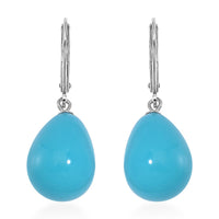 Sleeping Beauty Color Shell Pearl Drop Earrings in Rhodium Over Sterling Silver