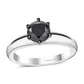 Black Diamond 1.00 ctw Solitaire Ring in Rhodium Over Sterling Silver - Sticky add to cart bar