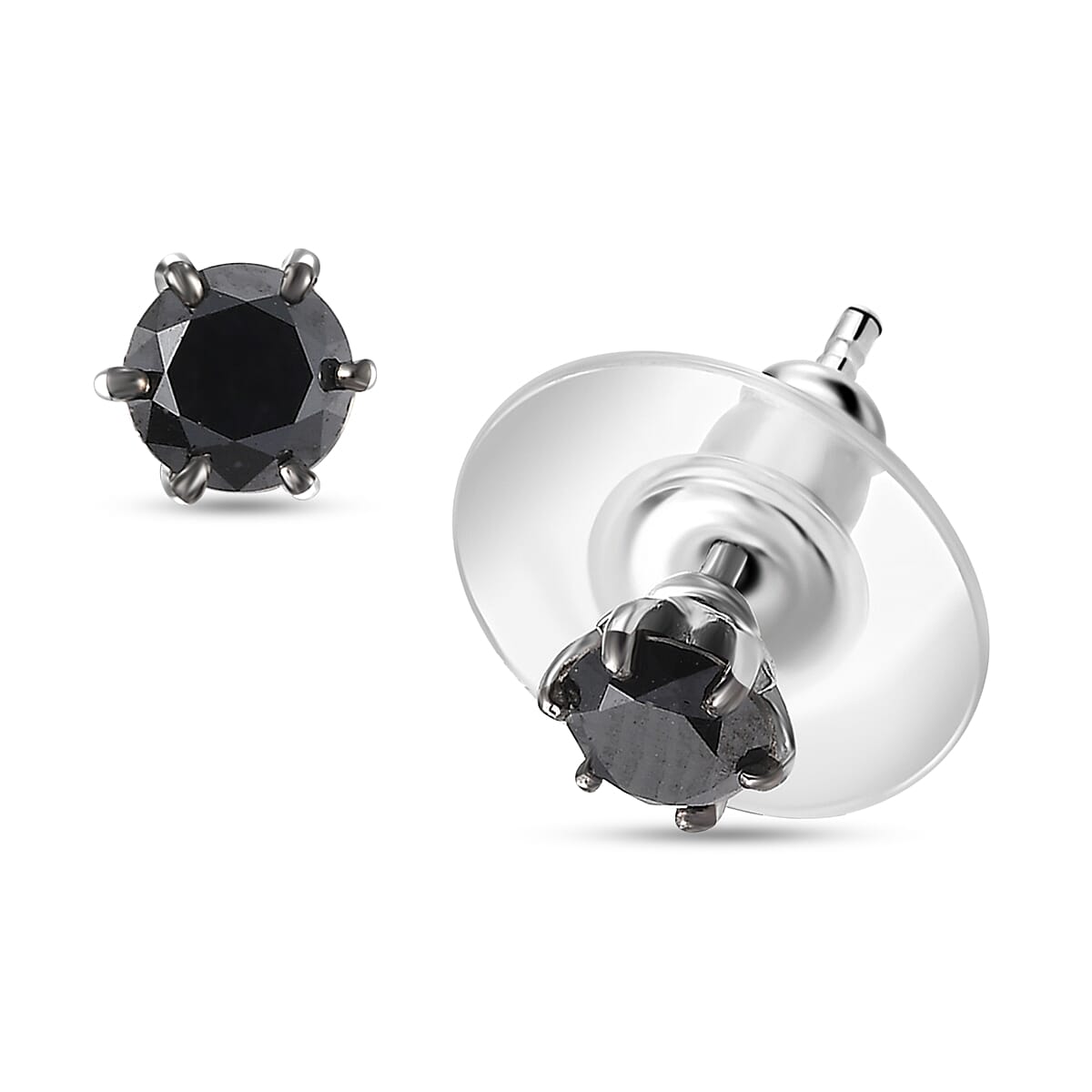 D'Joy Black Diamond 1.00 ctw Stud Earrings in Rhodium Over Sterling Silver