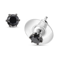 D'Joy Black Diamond 1.00 ctw Stud Earrings in Rhodium Over Sterling Silver