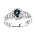 Doorbuster AAA Monte Belo Indicolite, White Zircon Ring in Rhodium Over Sterling Silver (Size 7.0) 1.20 ctw - Sticky add to cart bar