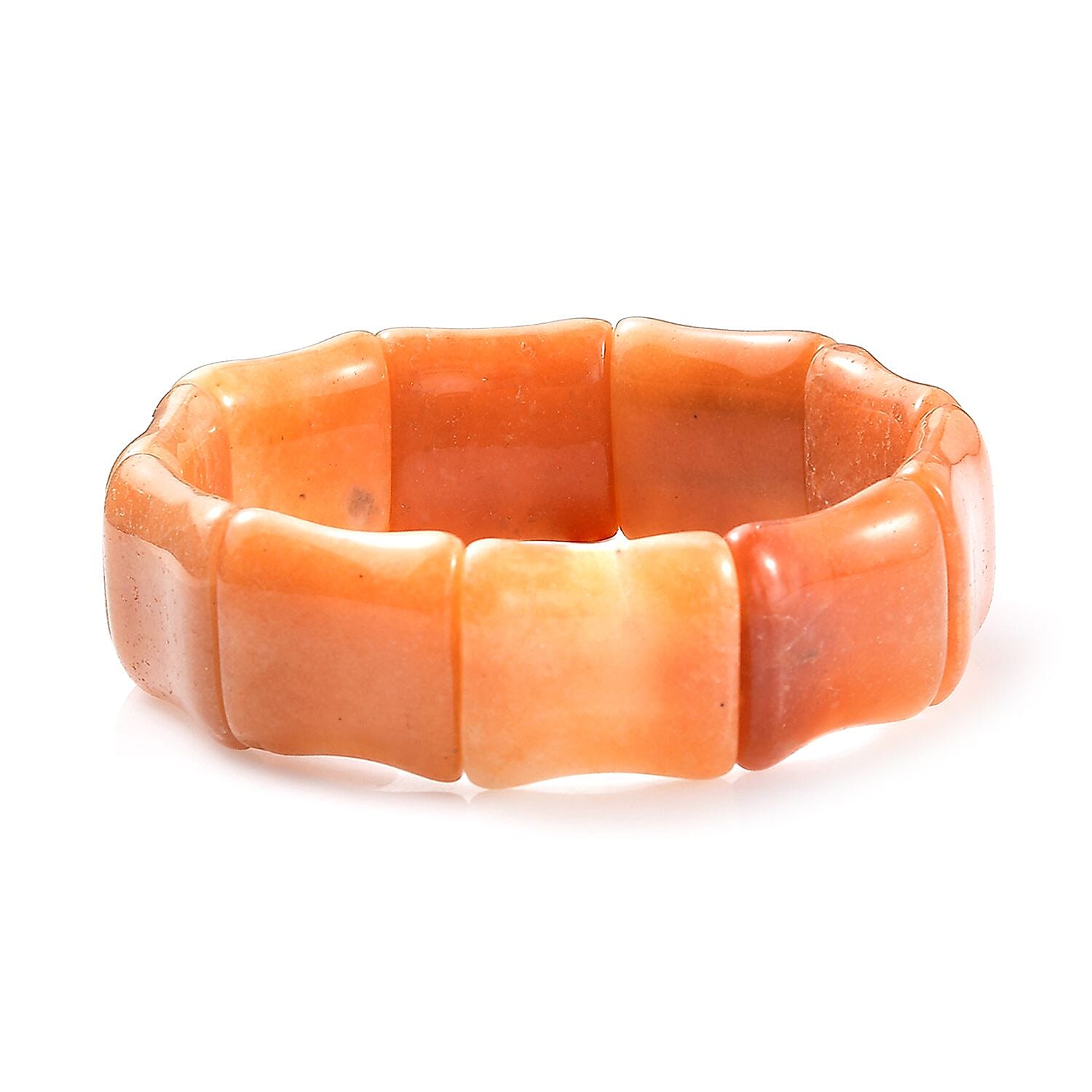 Orange Aventurine 300.00 ctw Bamboo Stretch Bracelet