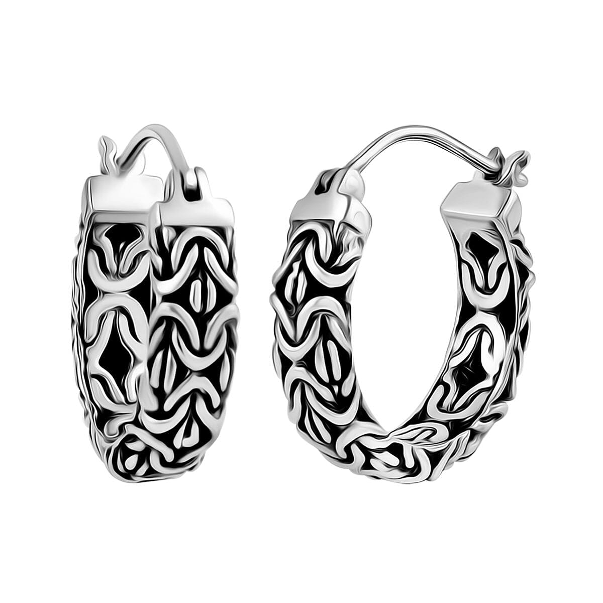 Bali Legacy Borobudur Hoop Earrings in Sterling Silver 8.25 Grams