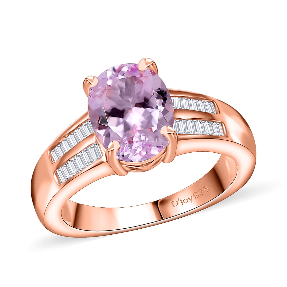 Premium Martha Rocha Kunzite, Diamond (0.20 cts) Statement Ring in 18K Vermeil RG Over Sterling Silver (Size 10.0) 3.00 ctw